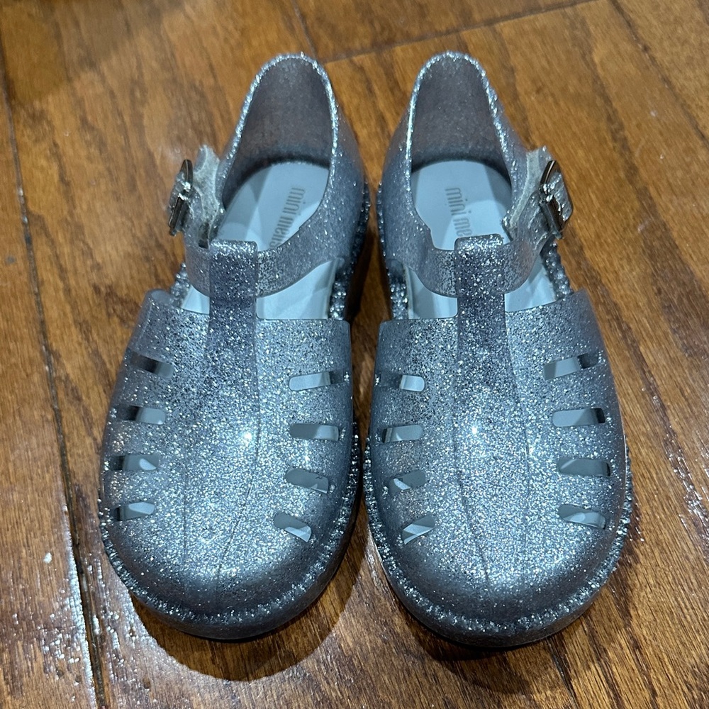 Mini Melissa Glitter Silver Kids Sandals